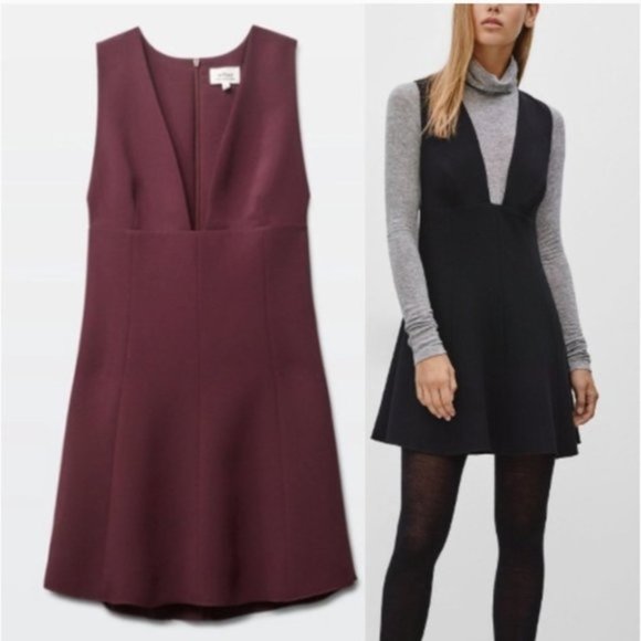 Aritzia Wilfred Montbrun Burgundy V-neck dress - Picture 1 of 6